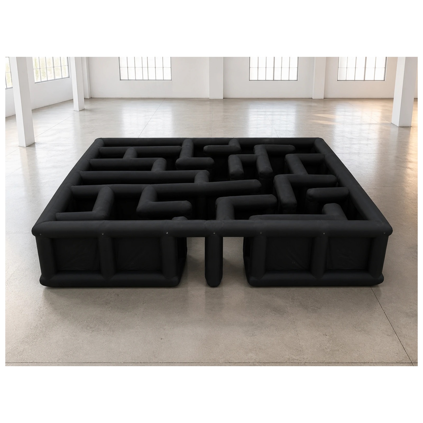 Kids Outdoor Venues - Laberinto Inflable Cuadrado Abierto Negro Grande