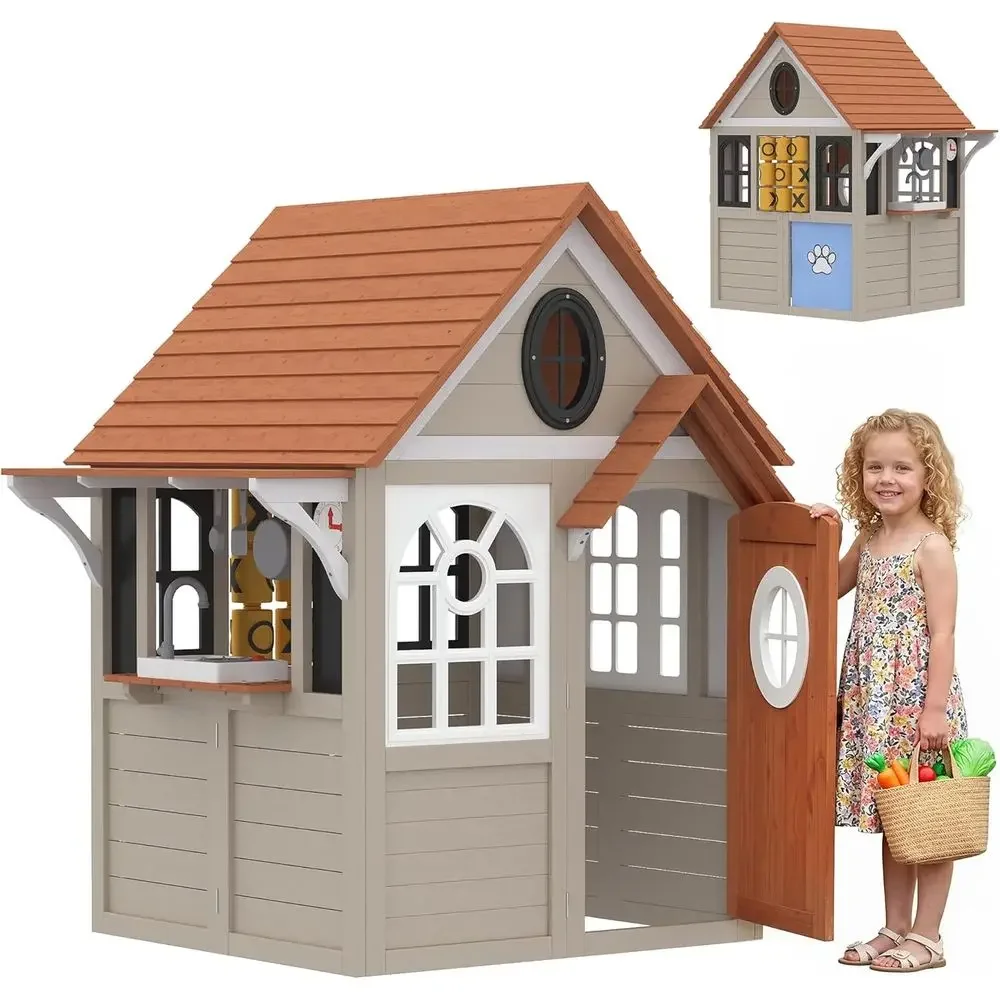 Qaba Kids Outdoor Playhouse - Casa de juegos al aire libre
