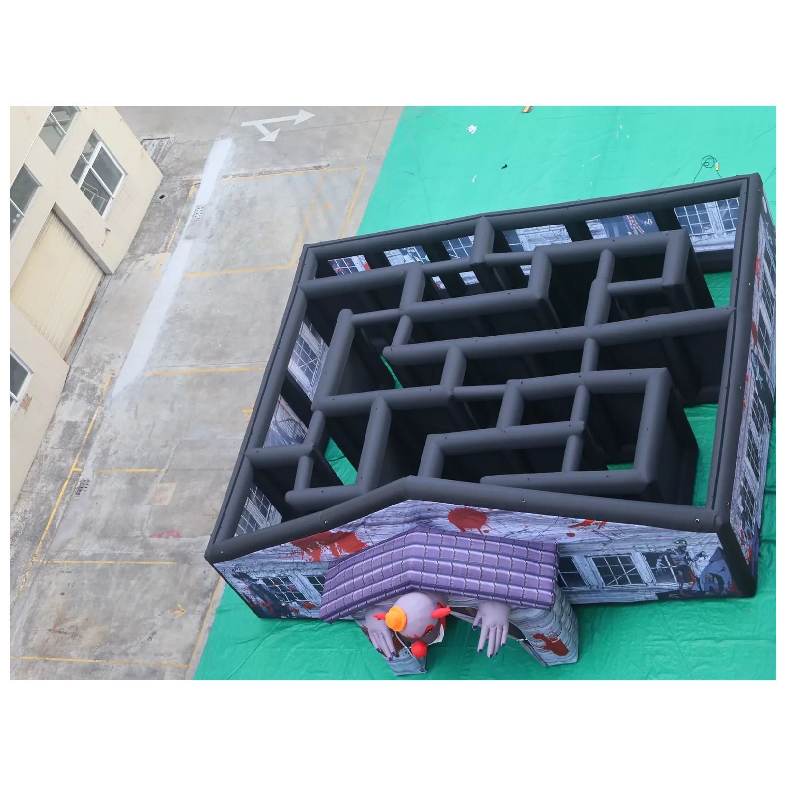Kids Outdoor Venues - Laberinto Inflable Grande con Cubierta Gris