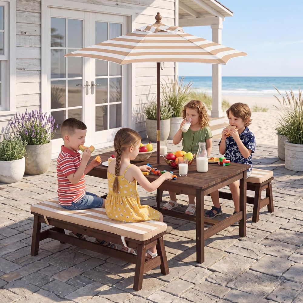 Kids Outdoor Umbrella - Mesa de picnic para niños, tablero