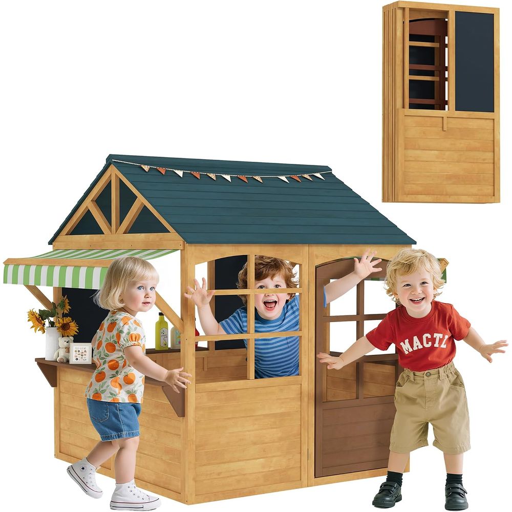 Qaba Kids Outdoor Playhouse - Casa de juegos plegable Qaba para