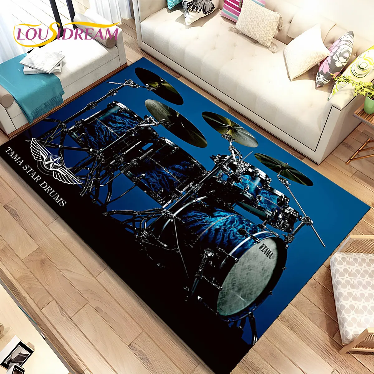 Kids Outdoor Instruments - Alfombra Decorativa con Diseño de Batería
