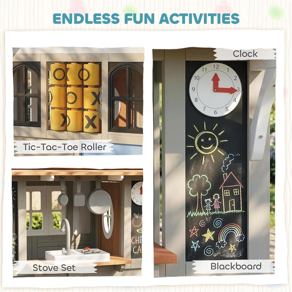 Casa de Juegos Infantil de Mad - Qaba Kids Outdoor Playhouse reseña y precio