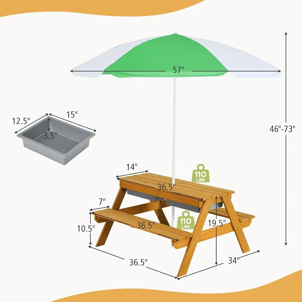 Mesa de Picnic Infantil 3 en 1 - Kids Outdoor Umbrella reseña y precio
