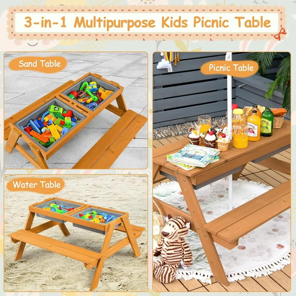 Mesa de Picnic 4 en 1 de Mader - Kids Outdoor Umbrella reseña y precio