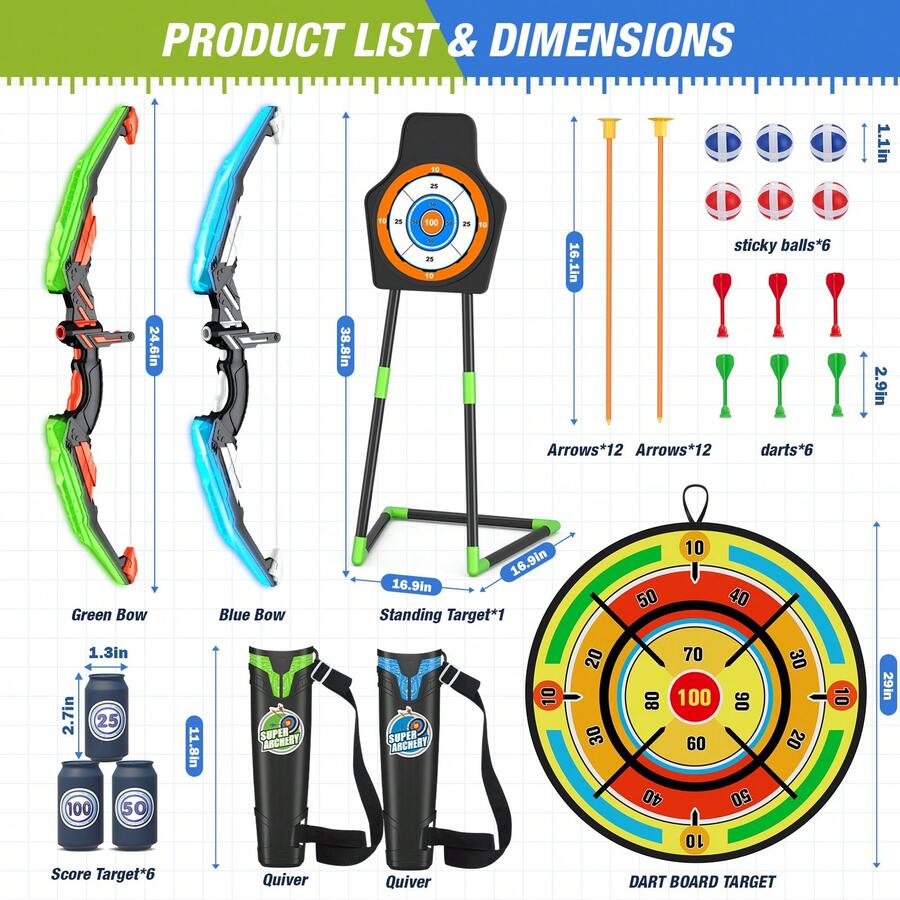 Paquete de 2 arcos y flechas p - Kids Outdoor Archery Set reseña y precio