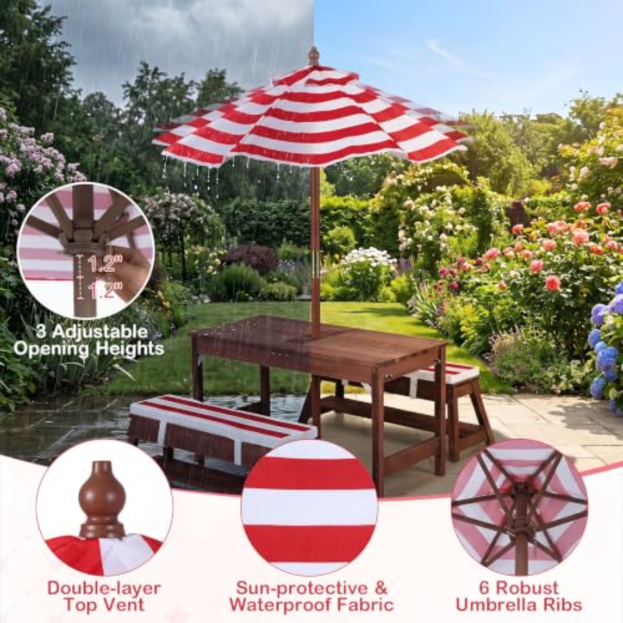 Mesa de picnic infantil para e - Kids Outdoor Umbrella reseña y precio