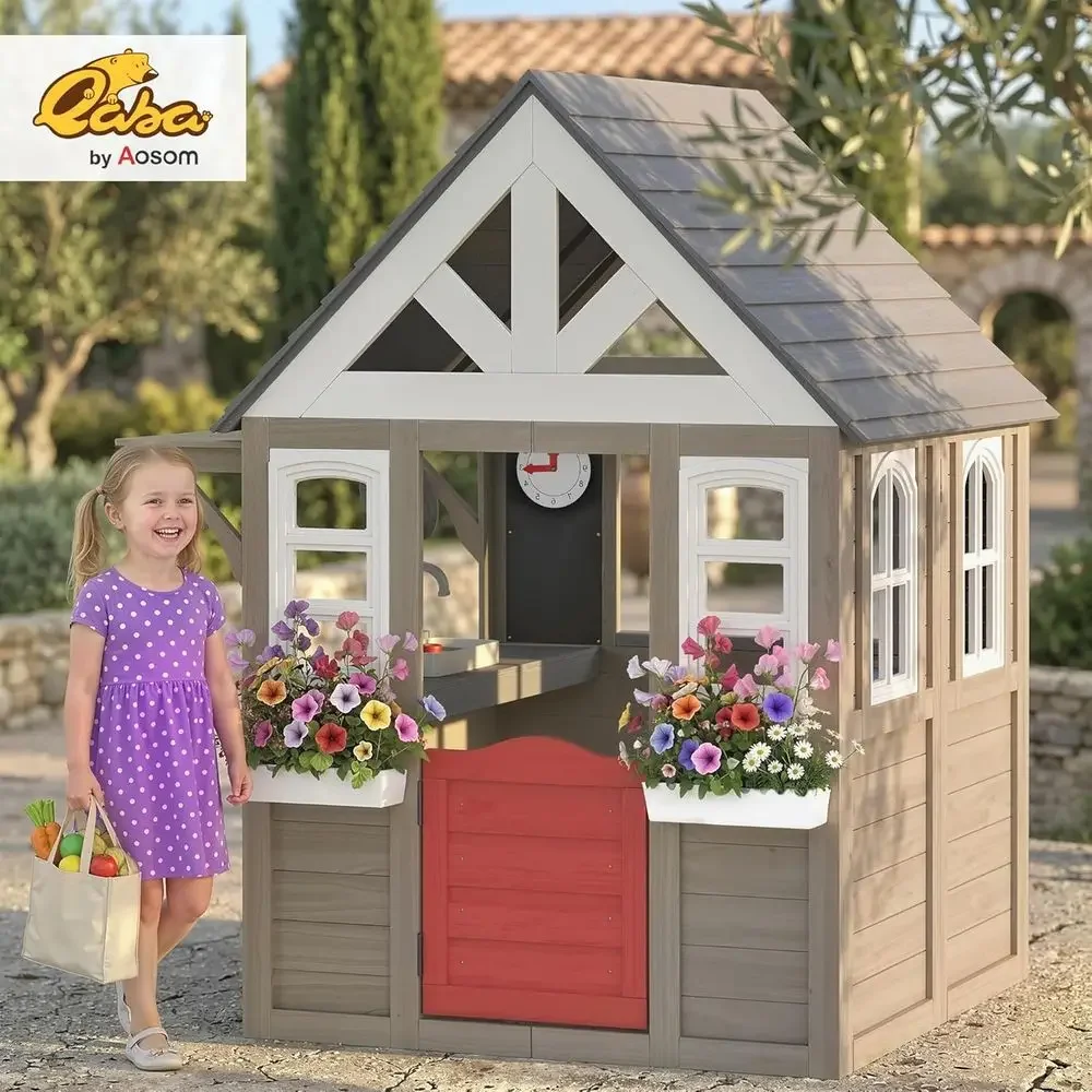 Casita de juegos Qaba para ext - Qaba Kids Outdoor Playhouse reseña y precio