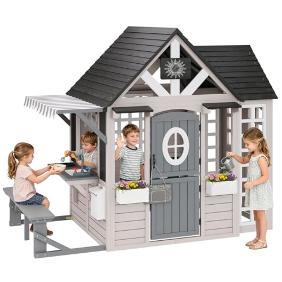 Casa de juegos de madera para  - Kids Outdoor Chalkboard reseña y precio